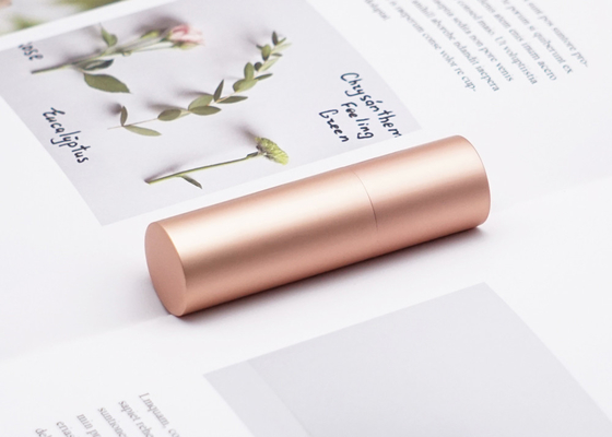 Cylinder Rose Gold 3.5g Lipstick Tube Aluminum Magnetic Cosmetic Container