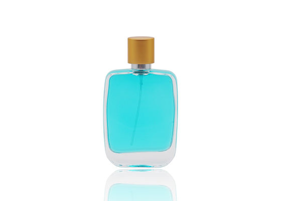 Square Shape 50ml Cosmetic Perfume Bottle With FEA15 Snap On Perfume Pump